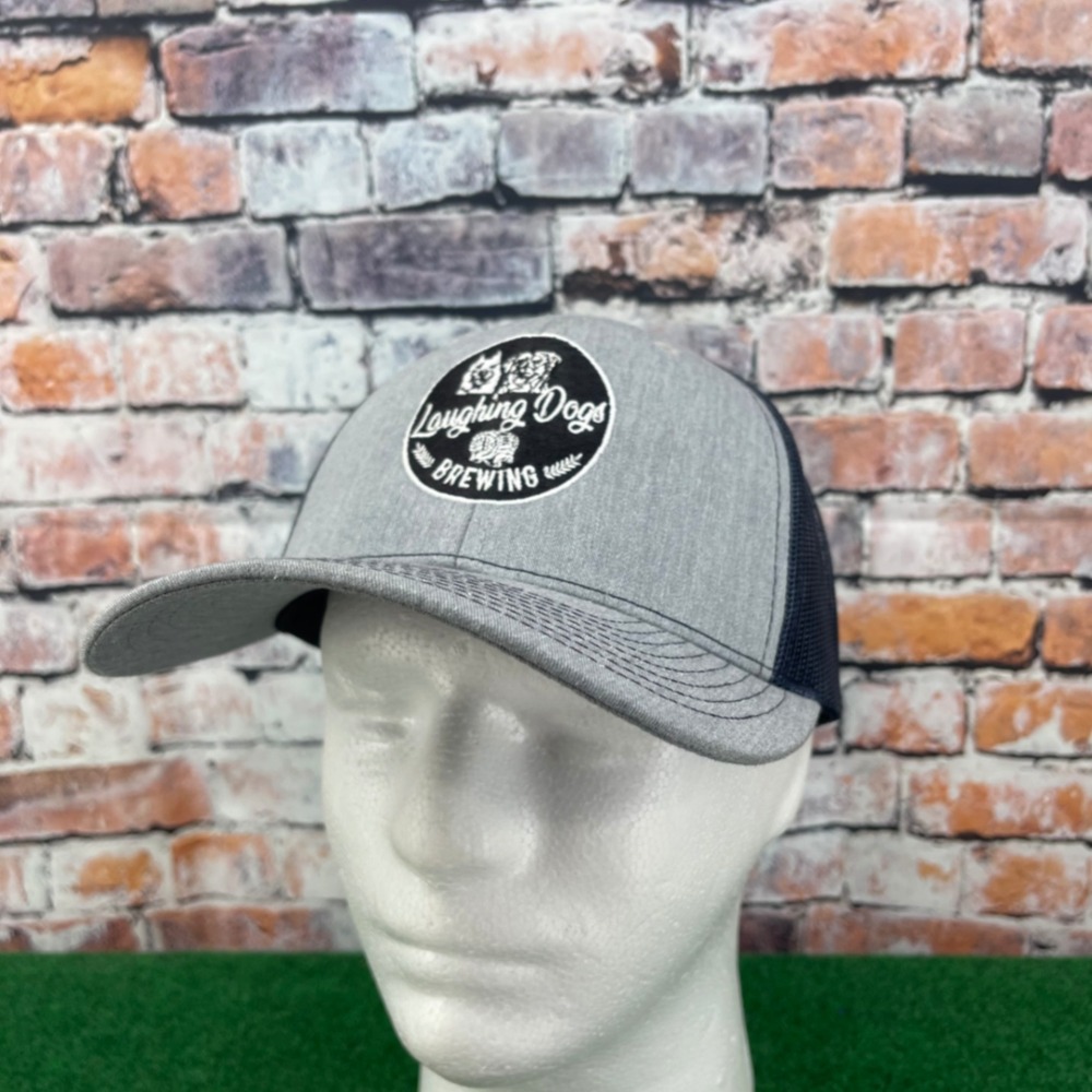Laughing Dogs Brewing Richardson 112 Trucker Hat Gray Black Mesh Snapback Cap